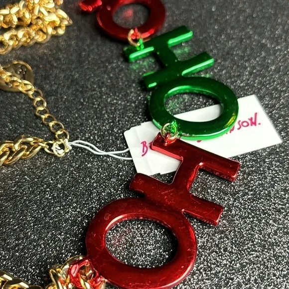 Betsey Johnson, Ho Ho Ho, Christmas necklace NWT red and green - Picture 6 of 6